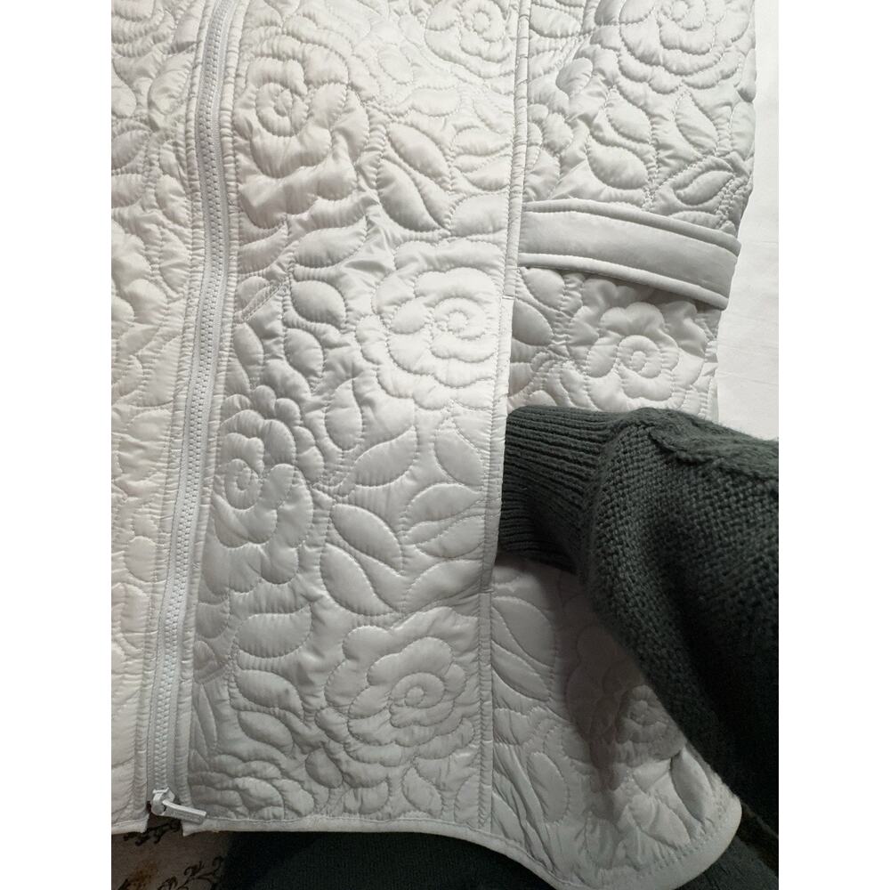 Denim Co Active XL Gray Zip Vest Floral Embroidery Pockets Adjustable Waist Snap - Picture 8 of 12